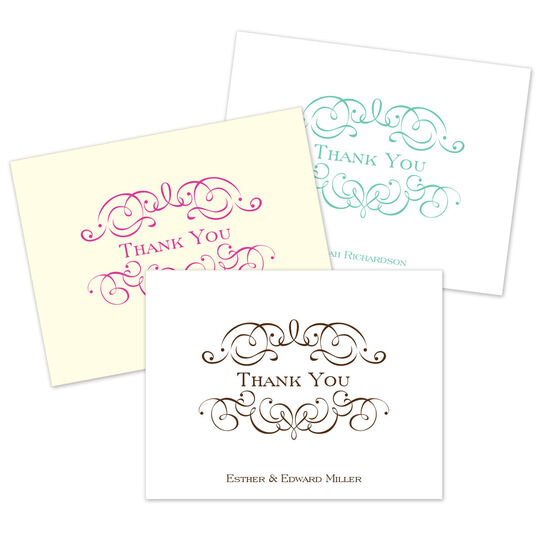 Ornate Scroll Thank You Note Cards